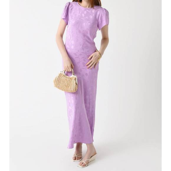 NEW KITRI marie maxi dress in lilac tulip jacquard
